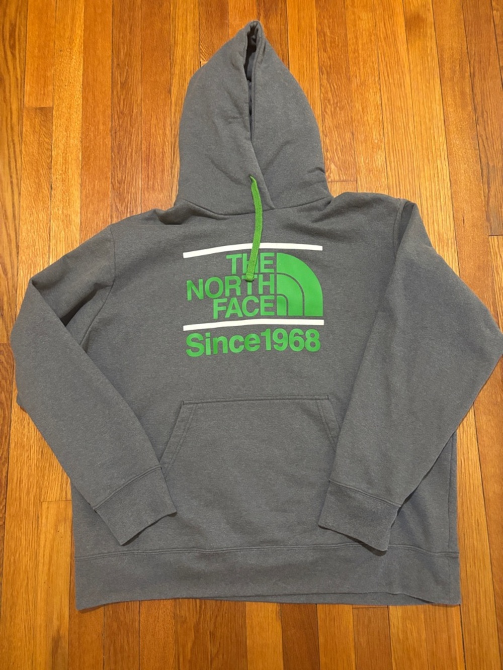 The North Face Gray Hoodie with Green Logo